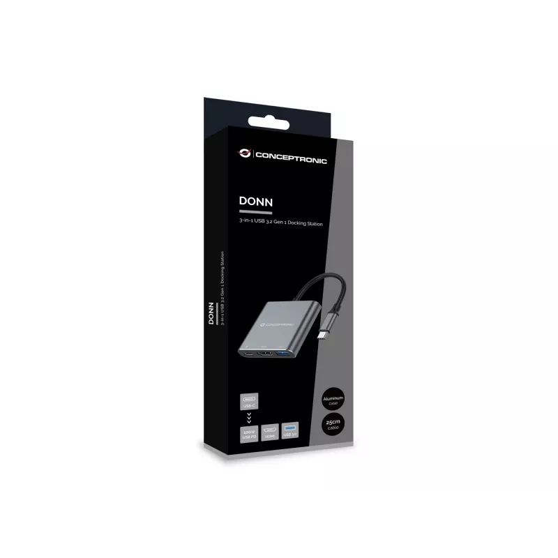 Conceptronic DONN18G 3-in-1 USB-C stotelė su HDMI, USB 3.0 ir 100W USB PD