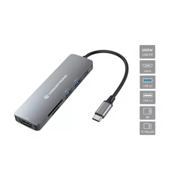 Conceptronic DONN11G 6-in-1 USB 3.2 Gen 1 dokų stotelė, HDMI, 100W USB PD, USB 3.0, USB 2.0, SD, TF/MicroSD