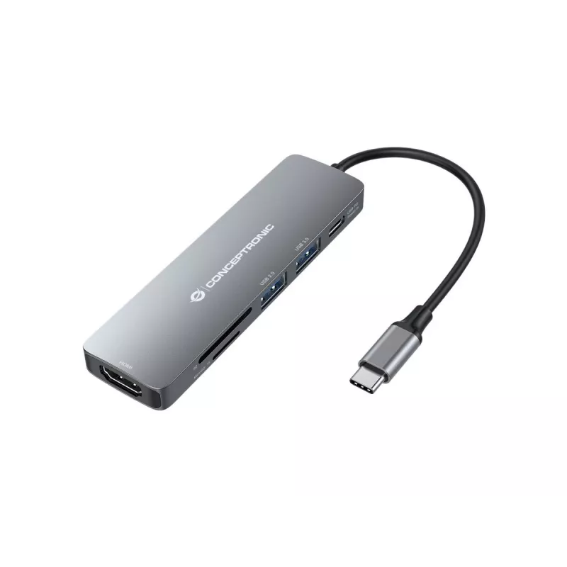 Conceptronic DONN11G 6-in-1 USB 3.2 Gen 1 dokų stotelė, HDMI, 100W USB PD, USB 3.0, USB 2.0, SD, TF/MicroSD