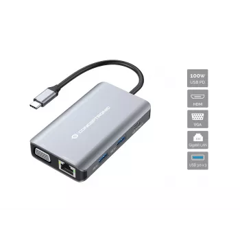 Conceptronic DONN21G 7-in-1 USB-C dokas / stotelė, pilka