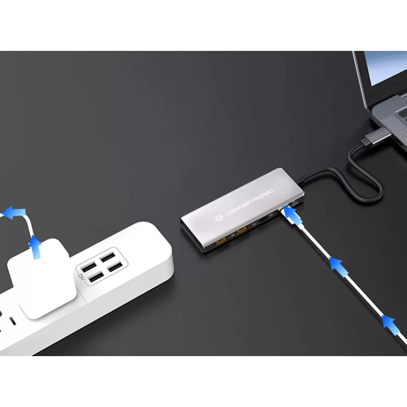 Conceptronic HUBBIES15G 4 prievadų USB 3.2 Gen 2 USB-C centras pilkas