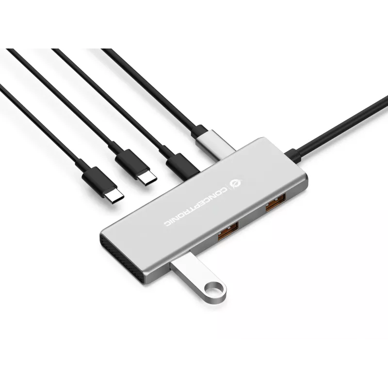 Conceptronic HUBBIES17G USB 3.2 Gen 2 tipo C 7 prievadų USB šakotuvas, pilka spalva