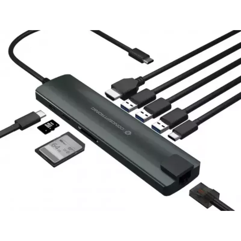Conceptronic DONN 9-in-1 kelių funkcijų USB mazgas