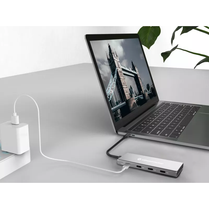 Conceptronic HUBBIES16G USB 3.2 Gen 2 (3.1 Gen 2) tipo C 4 prievadų USB mazgas 10000 Mbit/s pilka