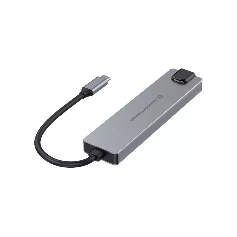 Conceptronic DONN29G 6-in-1 USB 3.2 Gen 2 dokų stotelė, 4K60Hz HDMI, USB-A 10Gbps x 2, USB-C 10Gbps, GbE LAN, 140W USB PD 3.1
