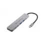6-in-1 USB 3.2 Gen 1 dokų stotelė CONCEPTRONIC DONN33G HDMI, 2×USB-A 5Gbps, 2×USB-C 5Gbps, 100W USB PD, sidabrinė