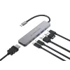 6-in-1 USB 3.2 Gen 1 dokų stotelė CONCEPTRONIC DONN33G HDMI, 2×USB-A 5Gbps, 2×USB-C 5Gbps, 100W USB PD, sidabrinė