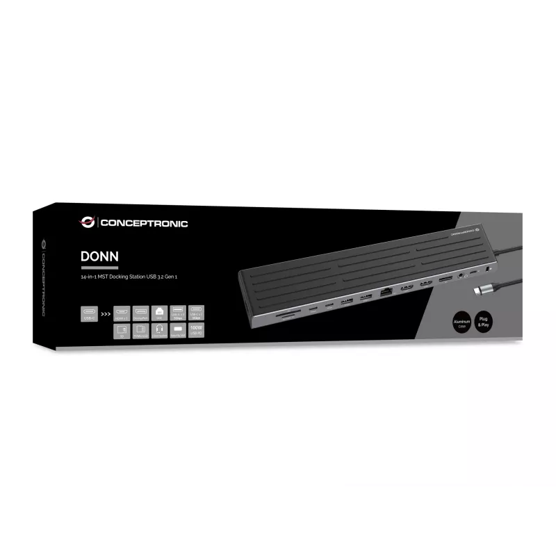 Docking stotelė Conceptronic DONN32B 14-in-1 USB 3.2 Gen 1 HDMI DP