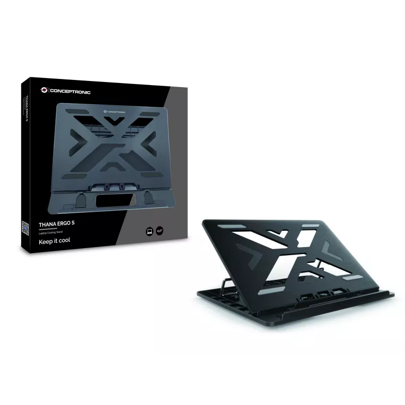 Conceptronic ERGO nešiojamojo kompiuterio aušinimo stovas, juodas, 39,6 cm (15,6 inch)