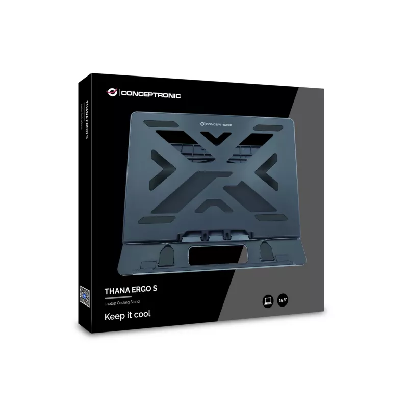 Conceptronic ERGO nešiojamojo kompiuterio aušinimo stovas, juodas, 39,6 cm (15,6 inch)