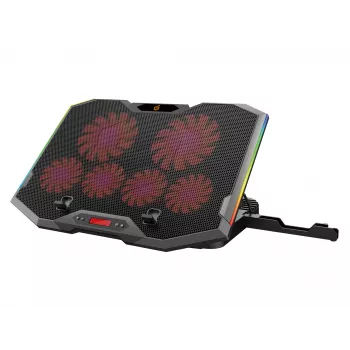 Conceptronic THYIA ERGO 6 ventiliatorių nešiojamojo kompiuterio aušinimo stovas, 43,2 cm (17 colių), 6 vnt., mygtukai, pilka, mėlyna, žalia, raudona, Kinija