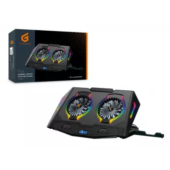 Conceptronic THYIA ERGO 2-Fan Gaming nešiojamojo kompiuterio aušinimo stovas, 43,2 cm (17 colių), 2 vnt., mygtukai, juoda, mėlyna, žalia, raudona, Kinija