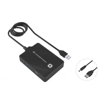 Conceptronic HUBBIES 4 prievadų USB 3.0/2.0 šakotuvas, 90 cm laidas, USB 3.2 Gen 1 (3.1 Gen 1) Type-A, juodas