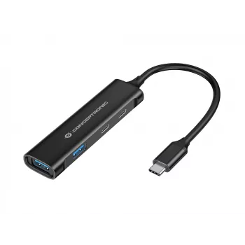 Conceptronic HUBBIES 4 prievadų USB 3.0 šakotuvas, 2 USB-C ir 2 USB-A prievadai, aliumininis korpusas, USB-C jungtis