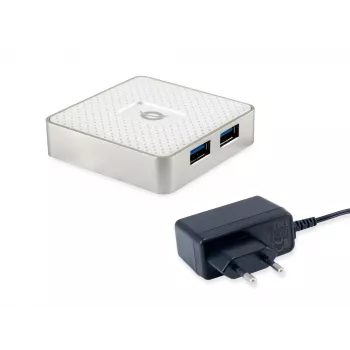Conceptronic HUBBIES03W USB 3.2 Gen 1 šakotuvas, 4 prievadai, Micro-B, 5000 Mbit/s, baltas