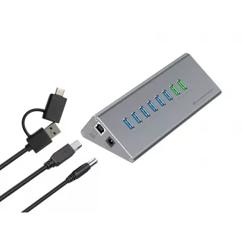Conceptronic HUBBIES18G 10-in-1 60W USB 3.0 Hub ir įkroviklio rinkinys, 2-in-1 USB-C USB-A laidas, USB 3.2 Gen 1
