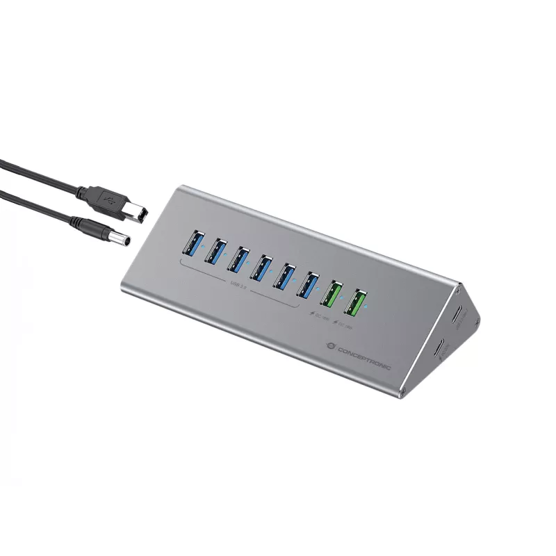 Conceptronic HUBBIES18G 10-in-1 60W USB 3.0 Hub ir įkroviklio rinkinys, 2-in-1 USB-C USB-A laidas, USB 3.2 Gen 1