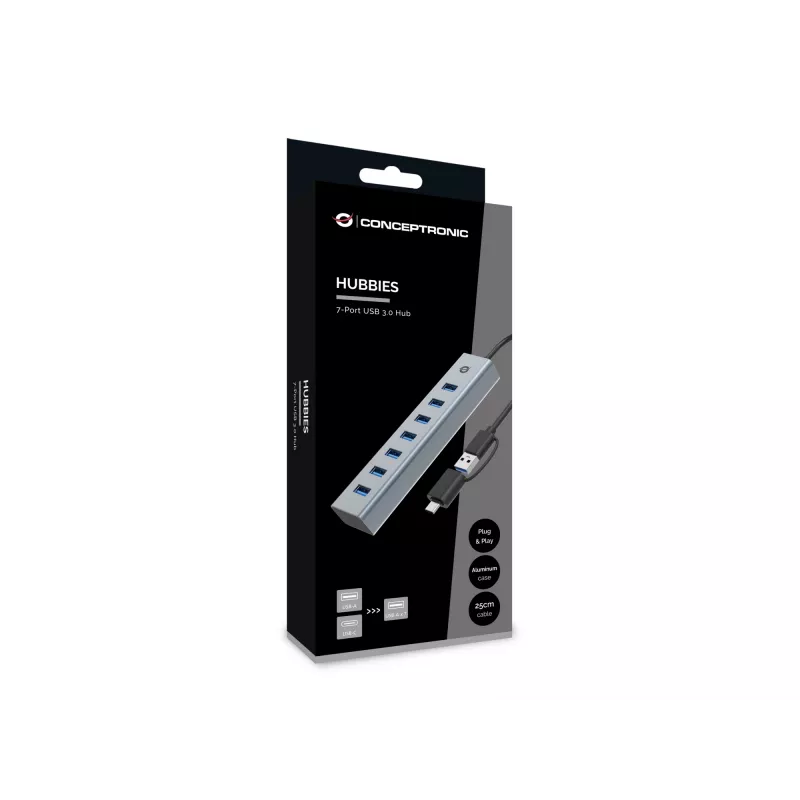 Conceptronic HUBBIES21G 7 prievadų USB 3.0 šakotuvas, 5Gbps, USB-A x 7