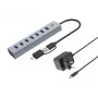 Conceptronic HUBBIES21GP 7 prievadų USB 3.0 šakotuvas su maitinimo adapteriu, 5Gbps, USB-A x 7