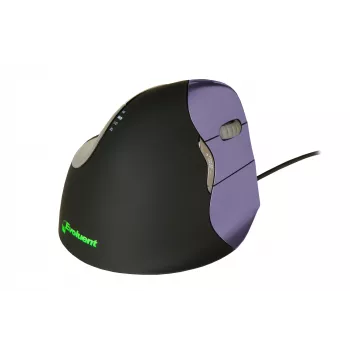 BakkerElkhuizen Evoluent 4 Small, dešinei rankai, vertikalus dizainas, lazerinis, USB Type-A, 2600 DPI, juoda, violetinė