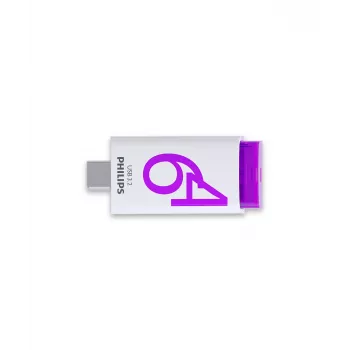 Philips Click USB atmintukas 64 GB USB Type-C 3.2 Gen 1 (3.1 Gen 1) Violetinė, Balta