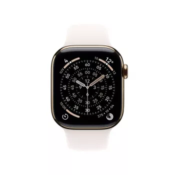 Išmanusis laikrodis Apple Watch Series 11 GPS + Cellular 42mm auksinis titano korpusas, šviesiai rožinis sportinis dirželis S/M