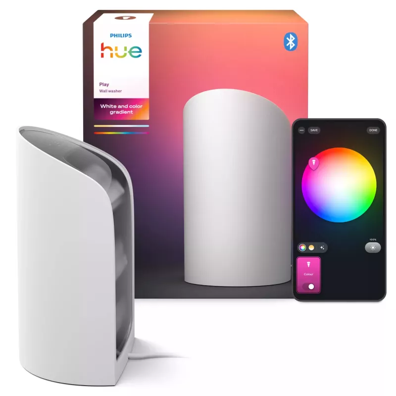 Philips Hue Play sieninis šviestuvas — Baltas, Bluetooth/Zigbee, daugiaspalvė šviesa, 100–240 V, 2 m laidas