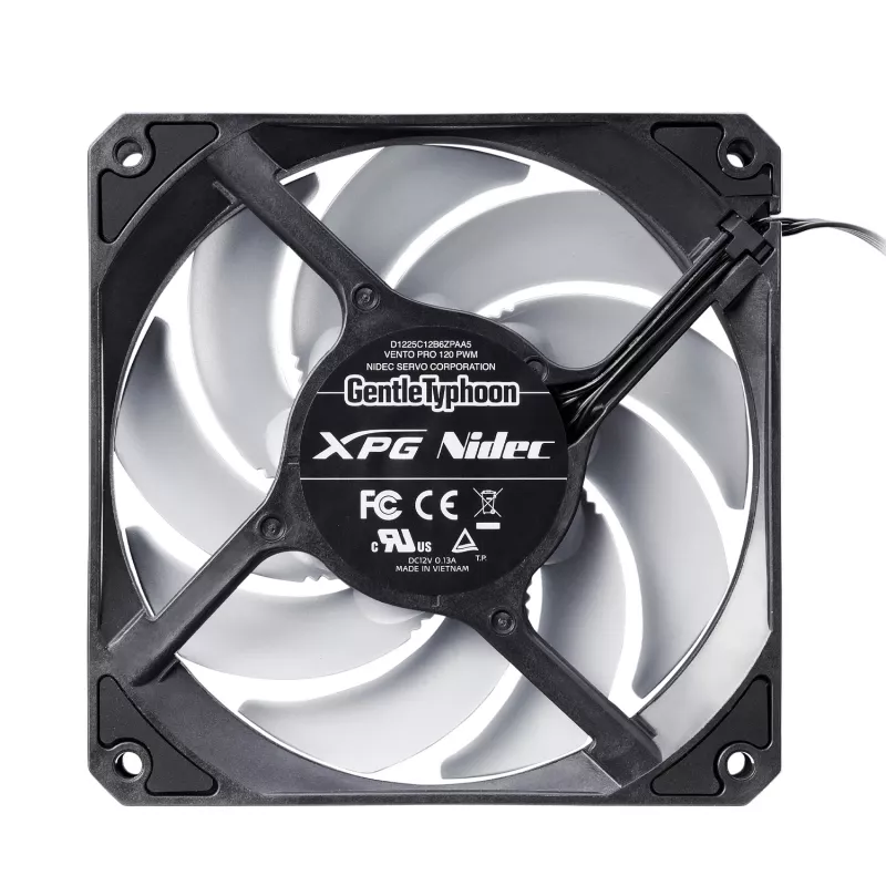 XPG VENTO PRO 120 PWM Black, ventiliatorius, 12 cm, 450 RPM, 2500 RPM, juoda, balta