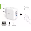 Conceptronic 3 prievadų 67W GaN USB PD įkroviklis su USB-C įkrovimo kabeliu, USB-C x 2, USB-A x 1, QC 3.0, PPS