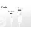 Conceptronic 3 prievadų 67W GaN USB PD įkroviklis su USB-C įkrovimo kabeliu, USB-C x 2, USB-A x 1, QC 3.0, PPS