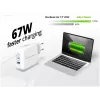 Conceptronic 3 prievadų 67W GaN USB PD įkroviklis su USB-C įkrovimo kabeliu, USB-C x 2, USB-A x 1, QC 3.0, PPS