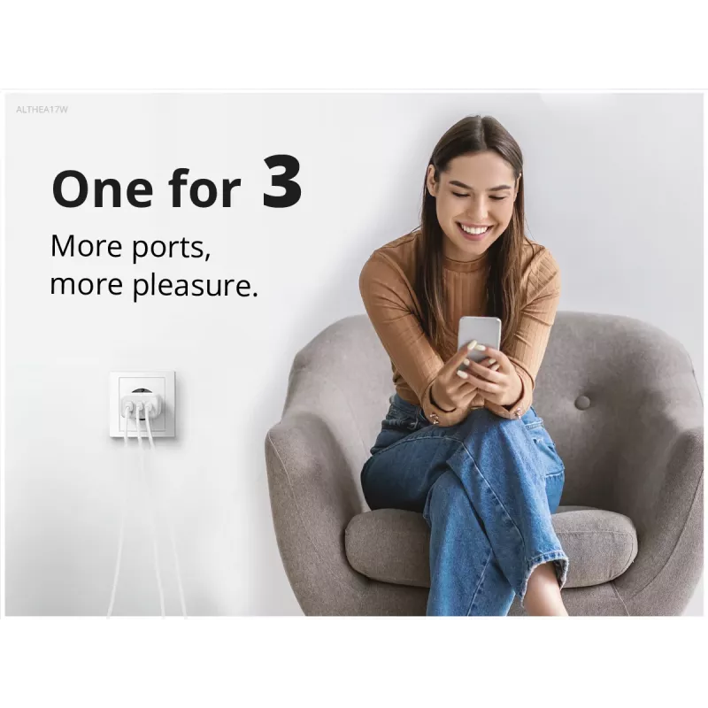 Conceptronic 3 prievadų 67W GaN USB PD įkroviklis su USB-C įkrovimo kabeliu, USB-C x 2, USB-A x 1, QC 3.0, PPS