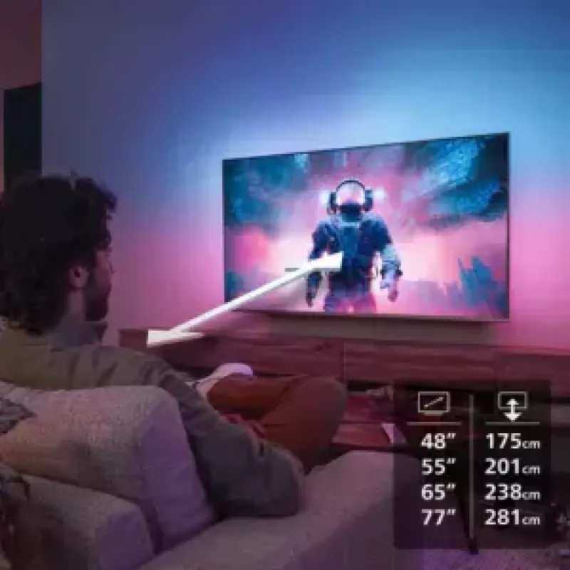 Televizorius Philips Ambilight 48OLED760/12 121,9 cm (48 colių) 4K Ultra HD OLED Smart TV Pilka