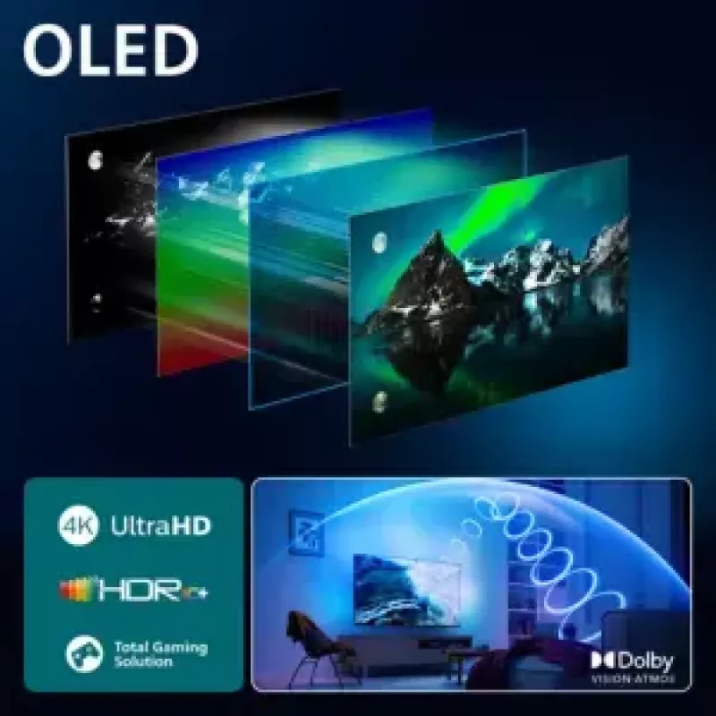 Televizorius Philips Ambilight 48OLED760/12 121,9 cm (48 colių) 4K Ultra HD OLED Smart TV Pilka