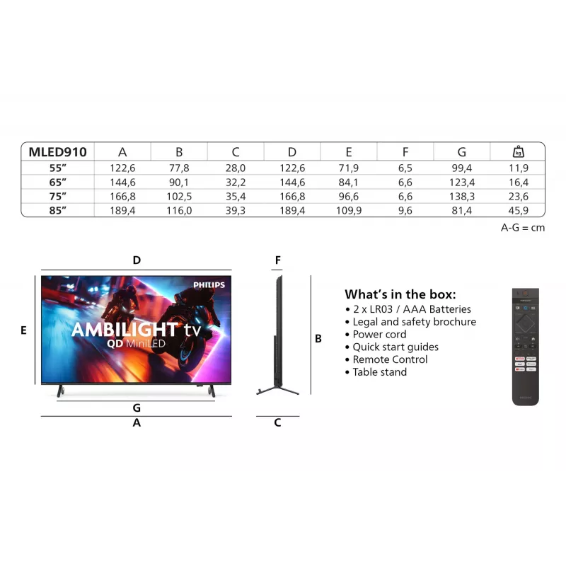 Televizorius Philips Ambilight 85MLED910/12 65 colių 4K Ultra HD QD-Mini LED
