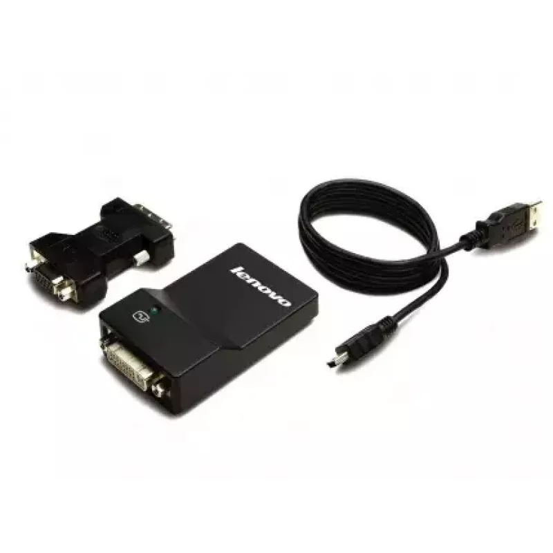 Lenovo USB 3.0 - DVI/VGA USB grafikos adapteris 2048 x 1152 pikseliai Juoda