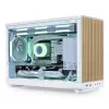 Korpusas Lian Li A3-mATX Micro Tower — Baltas su Medžiu, palaiko ATX/SFX/SFX-L maitinimo blokus, Micro-ATX/Micro-ITX, 1x3.5 colio + 2x2.5 colio