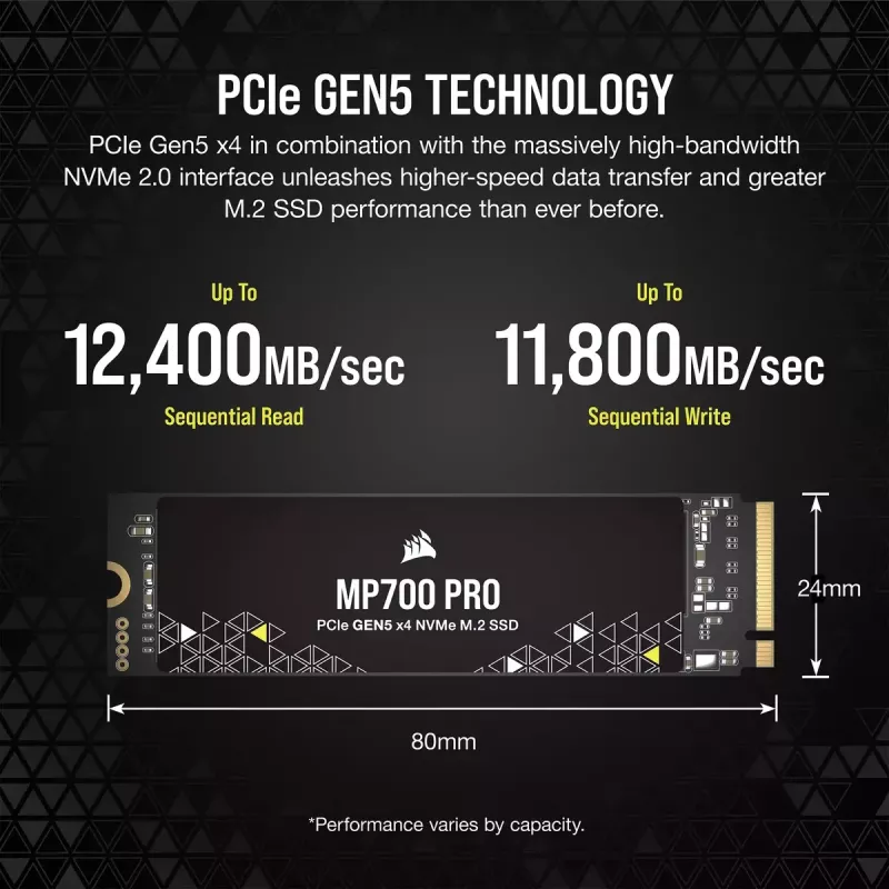 CORSAIR MP700 PRO 1 TB M.2 PCIe Gen5 NVMe SSD