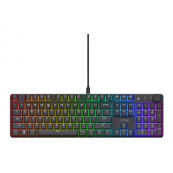 Mechaninė žaidimų klaviatūra TRUST GXT 866 TORIX USB viso dydžio 104 klavišų QWERTY juoda RGB