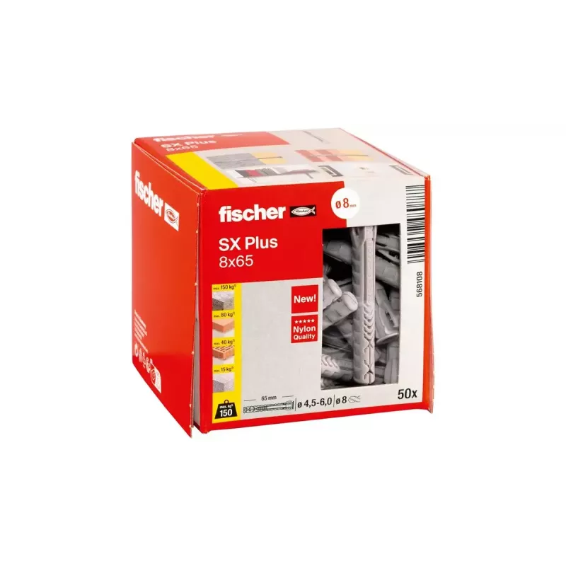 Kaiščiai Fischer 568108, nailoniniai, 8x65 mm, 50 vnt.