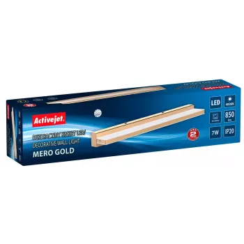 LED sieninis šviestuvas ActiveJet AJE-MERO GOLD, paviršinis montavimas, stačiakampis, 4000 K, 850 lm, nekeičiamas šviesos šaltinis