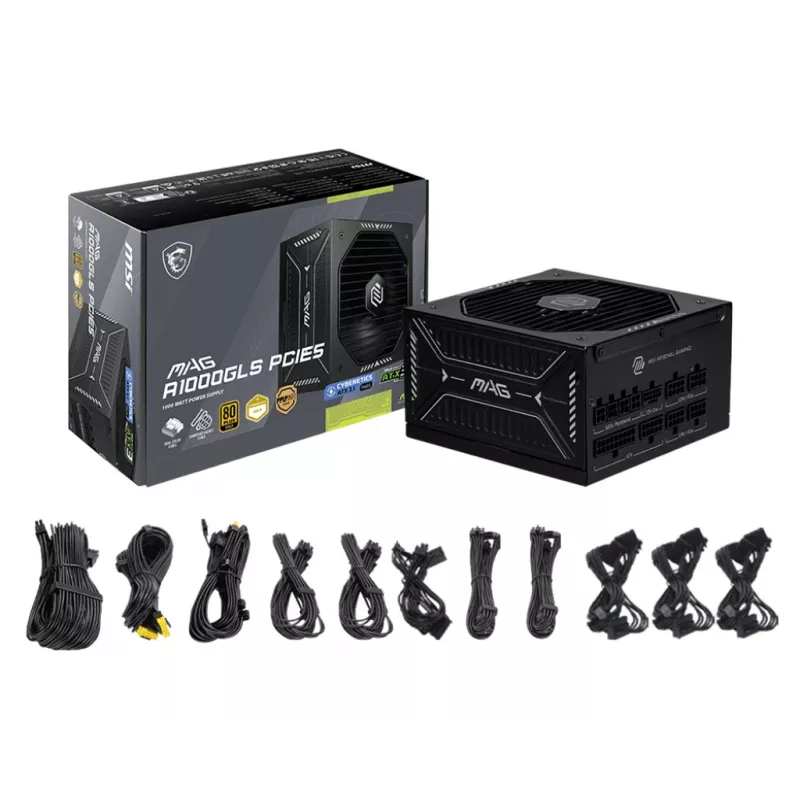 MSI MAG A1000GLS PCIE5 maitinimo blokas 1000 W 24-pin ATX ATX Juoda