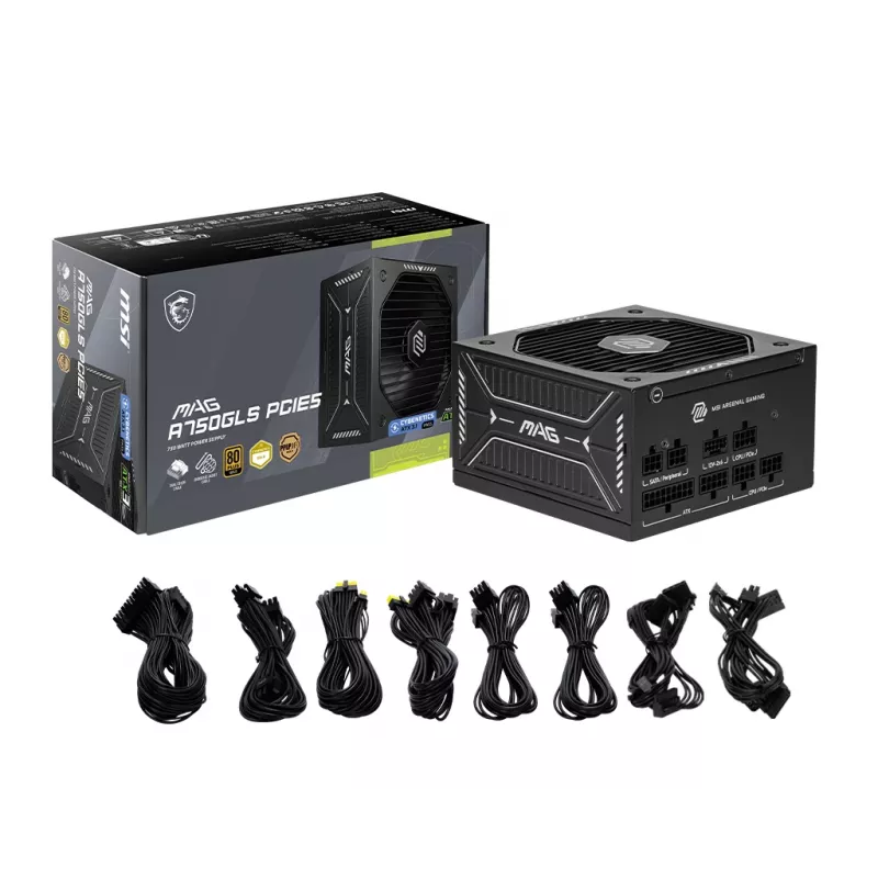 Maitinimo blokas MSI MAG A750GLS PCIE5 750W 24-pin ATX Fully-Modular 80 PLUS Gold Juodas