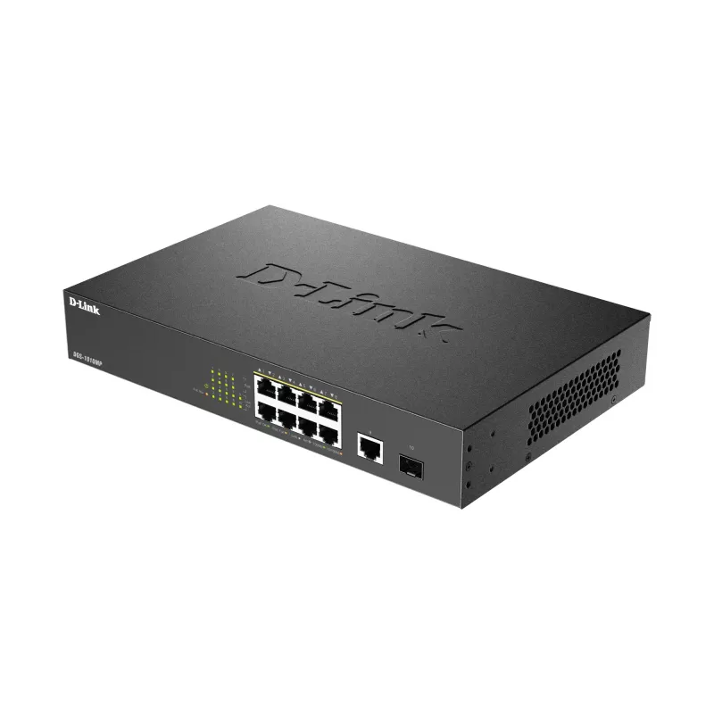 D-Link DGS-1010MP/E nevaldomas L2 Gigabit Ethernet (10/100/1000) tinklo jungiklis su PoE, 1U, juodas