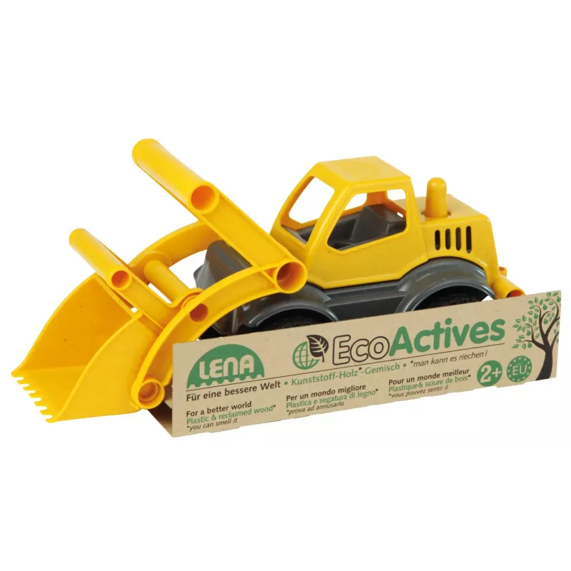 Lena EcoActives Žemės kilnotuvas, Traktorius, 2 metai, Plastikas, Mediena, Juoda, Pilka, Geltona