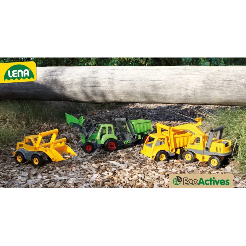 Lena EcoActives Žemės kilnotuvas, Traktorius, 2 metai, Plastikas, Mediena, Juoda, Pilka, Geltona