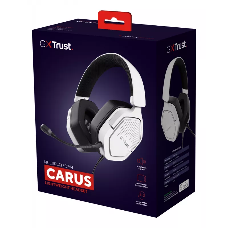 Trust GXT492W Carus Ausinės Laidinės Ausinės Antgalvinės Žaidimams Baltos