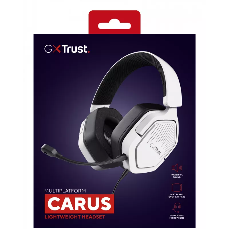 Trust GXT492W Carus Ausinės Laidinės Ausinės Antgalvinės Žaidimams Baltos