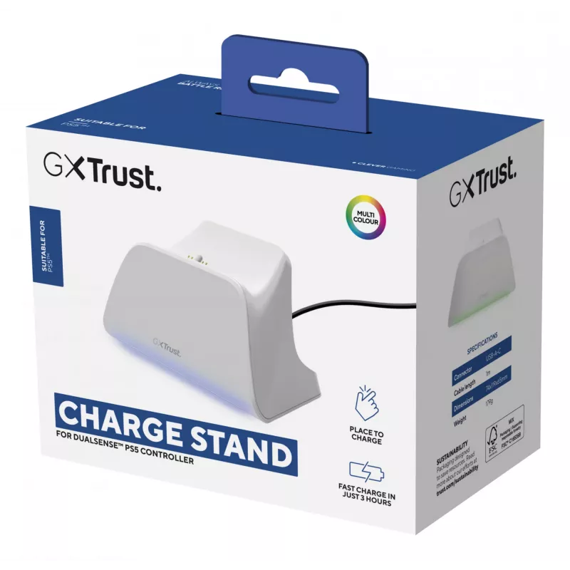 Įkrovimo stotelė TRUST GXT255W PS5 dvigubam įkrovimui, balta