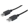 Manhattan USB-A į USB-B laidas, 3 m, vyriškas į vyrišką, 480 Mbps (USB 2.0), Hi-Speed USB, juodas, garantija visam laikui